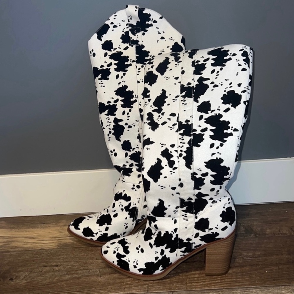 Alter’d state cow print boots worn once size 8